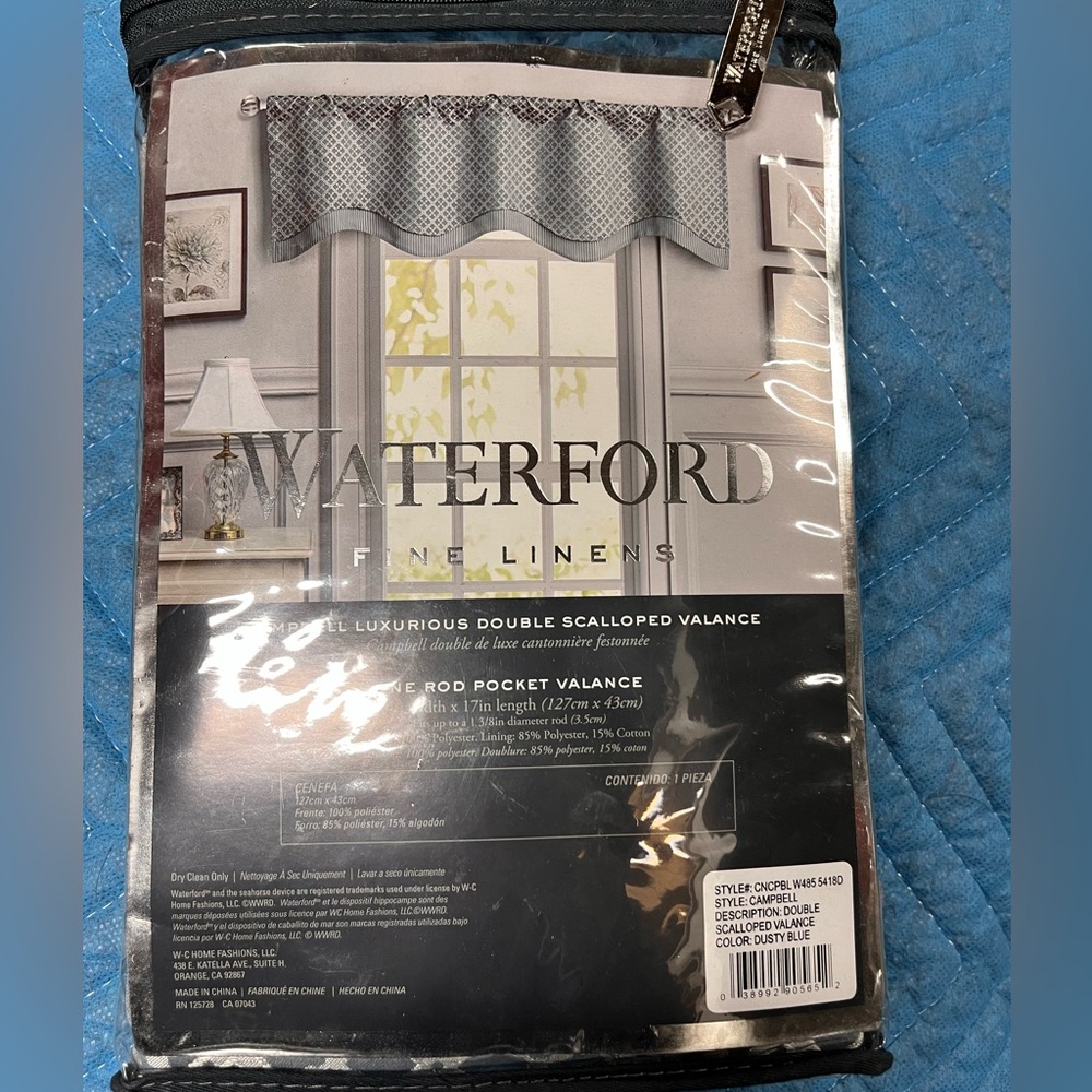 Waterford op edged, gray top Valance